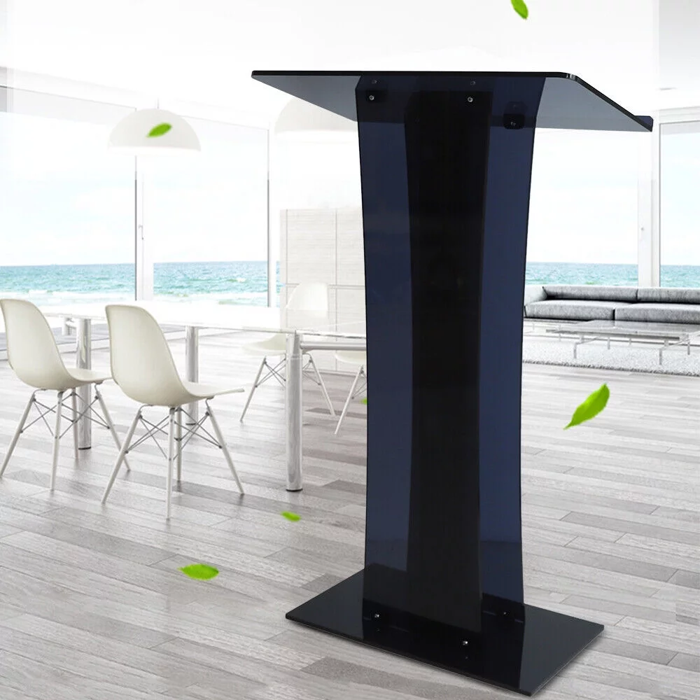 ZhdnBhnos Black Acrylic Podium Podium Stand Clear Podium Lectern Plexiglass Pulpit Presentation Table Reception Stand For Conference School Church