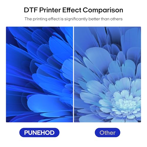 PUNEHOD DTF Printer A4 L800 with Roll Feeder, DTF Transfer Printer Machine with White Ink Circulatory for DIY Print Dark and Light Fabrics (A4 L800+DTF Ink+Powder+Roll Film)