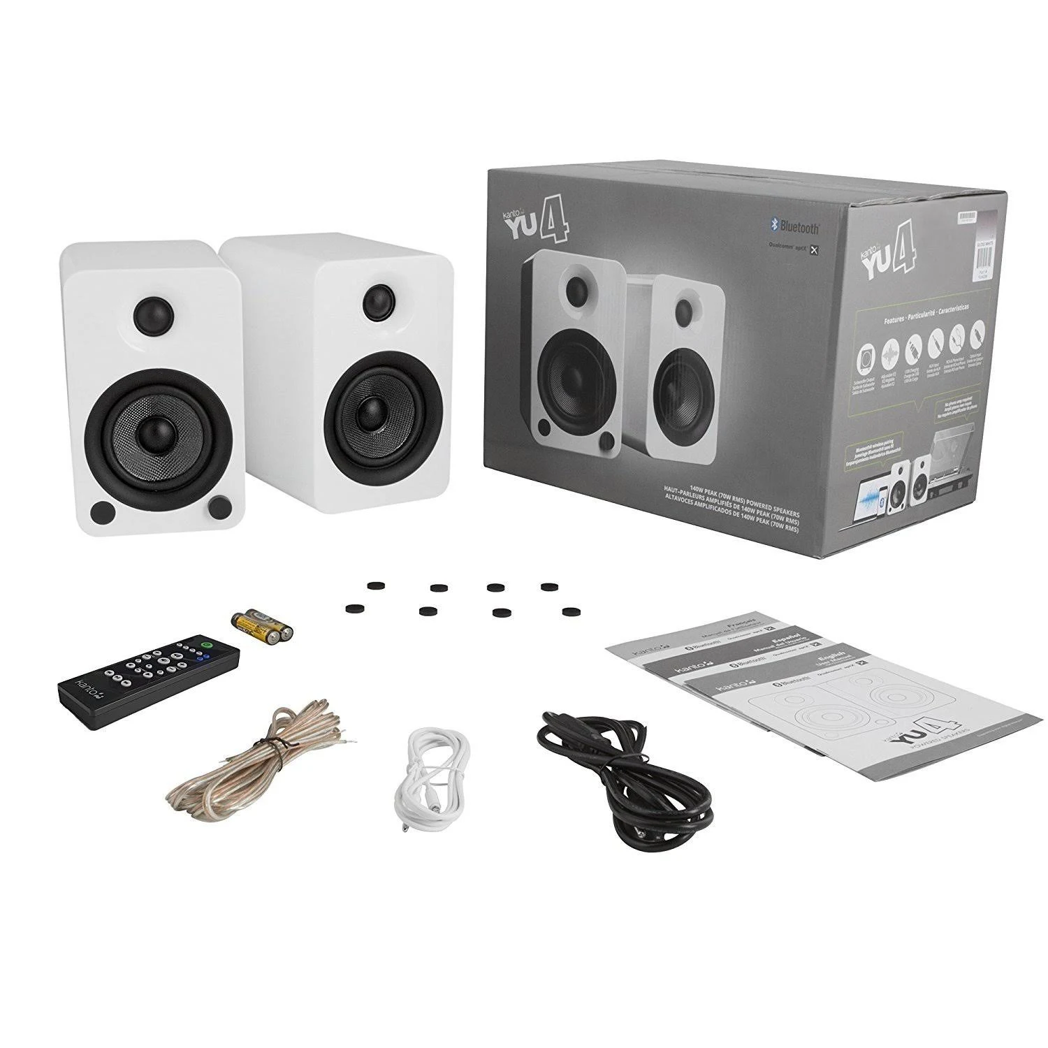 Kanto YU4 Powered Bookshelf Speakers (Gloss White)