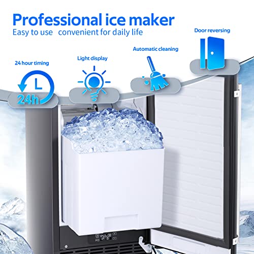 ZAFRO Commercial Ice Maker Machine,Under Counter Ice Machine,80lbs/24H with 25lbs Bin