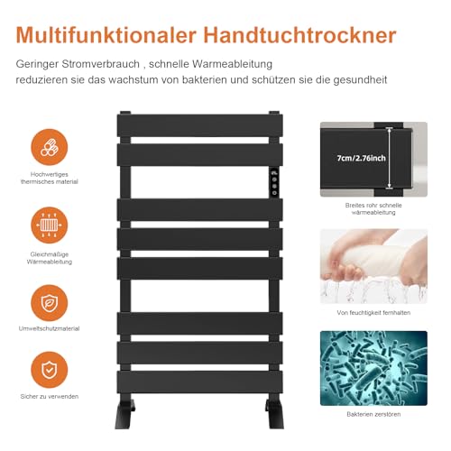 Towel Warmer,Freestanding Towel Warmer Rack for Bathroom - 8 Bars Black Electric Towel Warmer,WiFi Heated Towel Rack with Timer and LED Indicator…