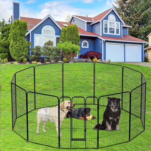 BestPet Dog Playpen Indoor 40 inch 16 Panels Metal Dog Pen Pet Dog Fence Outdoor Exercise Pen with Doors,Pet Puppy Playpen for RV Camping Yard, Black