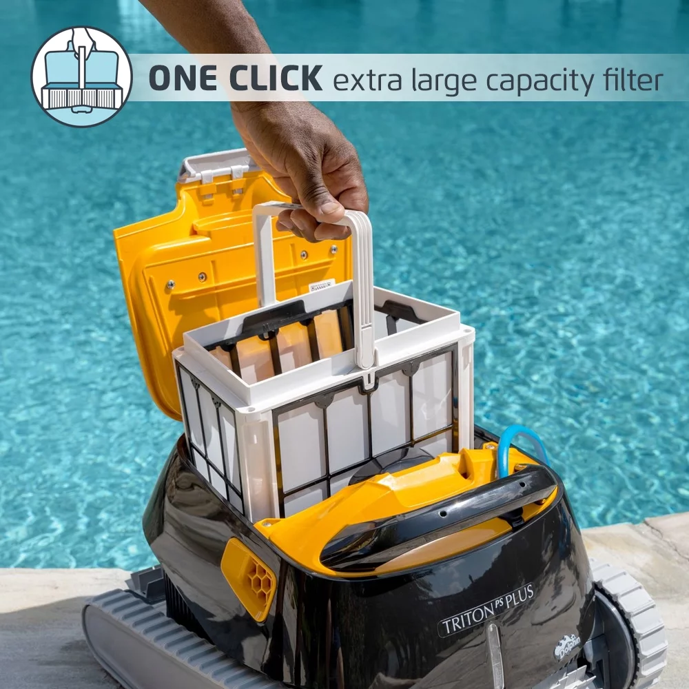 Dolphin Triton PS Plus Robotic Cleaner for In Ground Pools up to 50 feet Wi-Fi Connectivity Powerful Active Scrubbing and Easy Access Top Load Filter