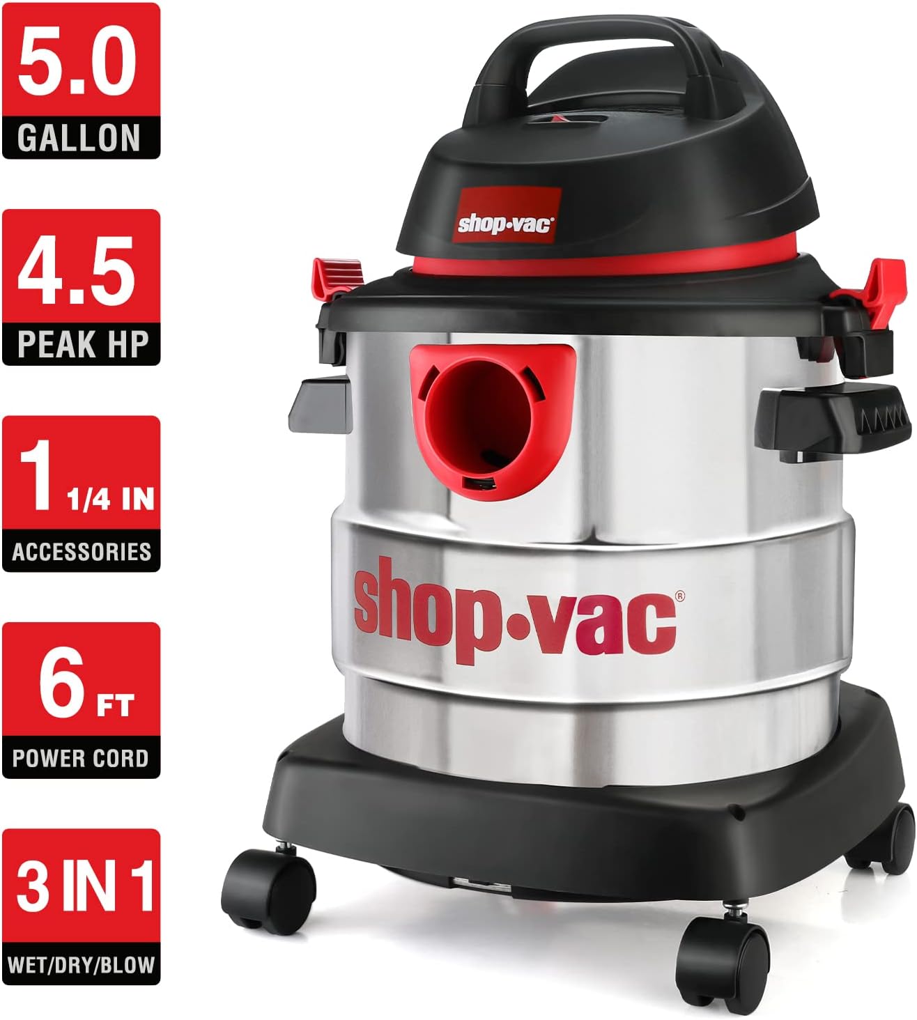 Shop-Vac 5 Gallon 4.5 Peak HP Wet/Dry Vacuum 6PC Filter Kit