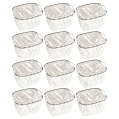 Rattan Plastic Weave Basket, Storage Bins Organizer for Closet, Shelf, Kitchen, Pantry and Bathroom - Ideal for Makeup, Cosmetic