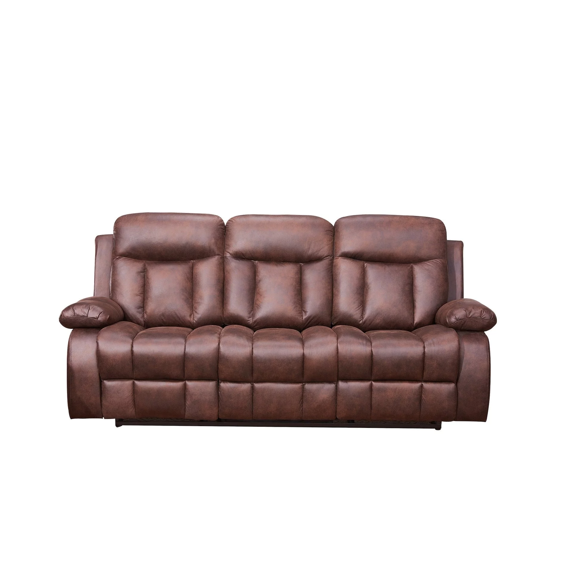 Vanity Art Brown Microfiber 3-Seat Manual Reclining Sofa for Living Room Dining Room Recliner Sofa Set