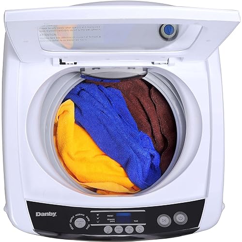 Danby Portable Top Load Washer for Apartments, Small Spaces, Dorms, Stainless Steel Drum and 4 Wash Cycles