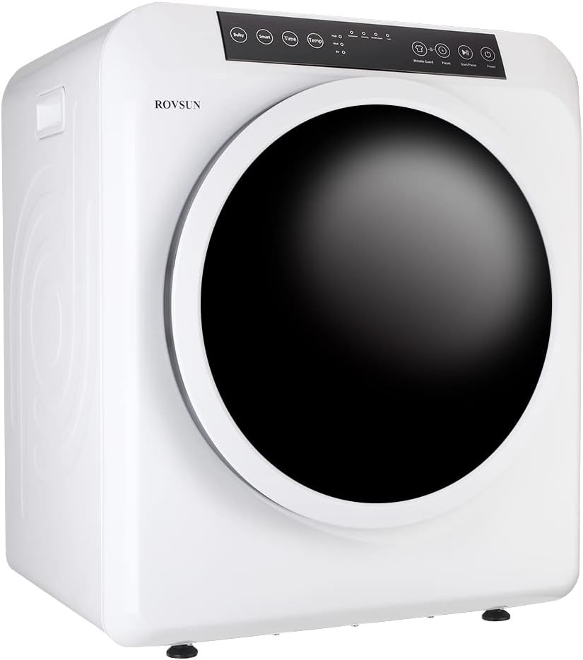 ROVSUN 3.5 Cu.Ft Portable Clothes Dryer, 13.2LB Front Load Tumble Laundry Dryer with High End LCD Touch Screen & Stainless Steel Tub for Apartment, Home, Dorm-110V, White