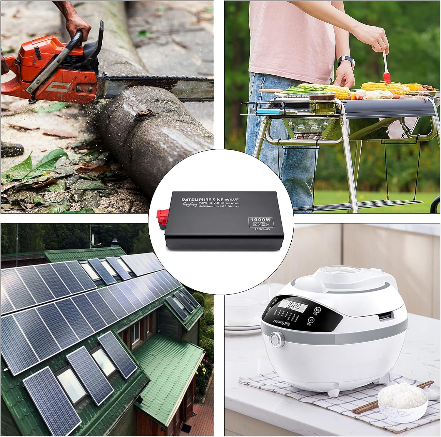 Pure Sine Wave Inverter 2000W Peak 4000W Power Inverter DC 12V to AC 110V 120V with 2 AC Outlets LCD Display for Home Solar System Car Truck RV Professional-Grade Voltage Converter Sine Wave Inverter