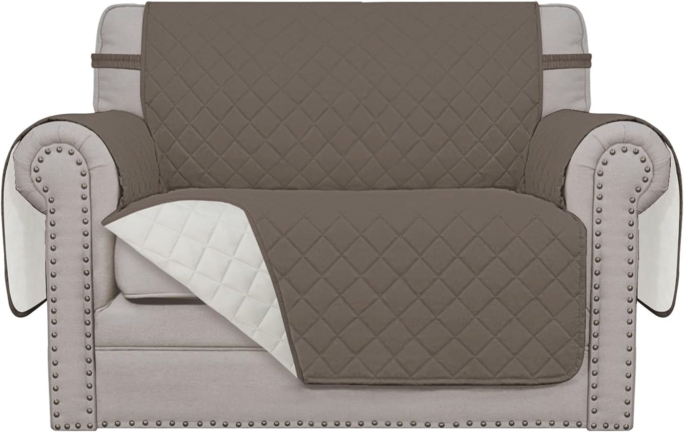 Easy-Going Sofa Slipcover Reversible Sofa Cover Water Resistant Couch Cover with Foam Sticks Elastic Straps Furniture Protector for Pets Kids Children Dog Cat (Sofa, Darkgray/Beige)