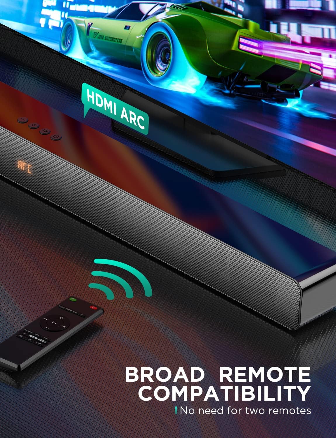 Sound Bars for TV Speaker 100W, 3D Surround Audio, HiFi Dynamic Sound with Enhanced Bass, Bluetooth Speaker Works with Smart/4K TV/CEC Remote/HDMI ARC/Optical/AUX/PC/Wall Mounted Speaker