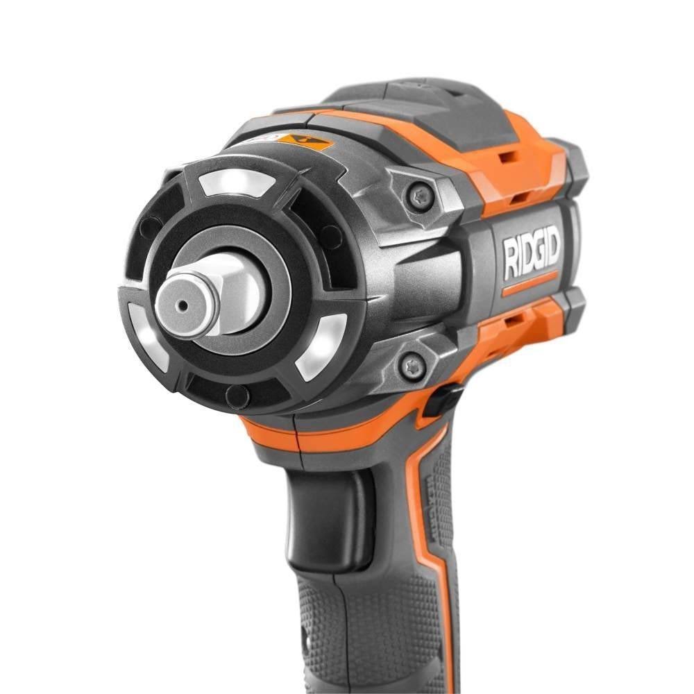 Ridgid 18-Volt Lithium-Ion Cordless Brushless 4-Mode Compact Impact Wrench Kit W