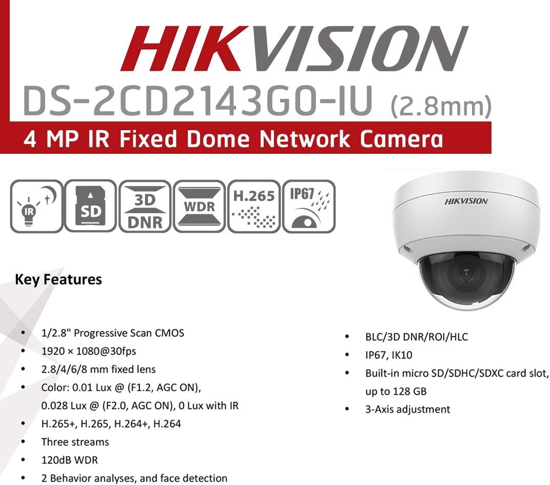 Hikvision 4mp Dome Camera DS-2CD2143G0-I 2.8mm International Version Upgradeable Firmware