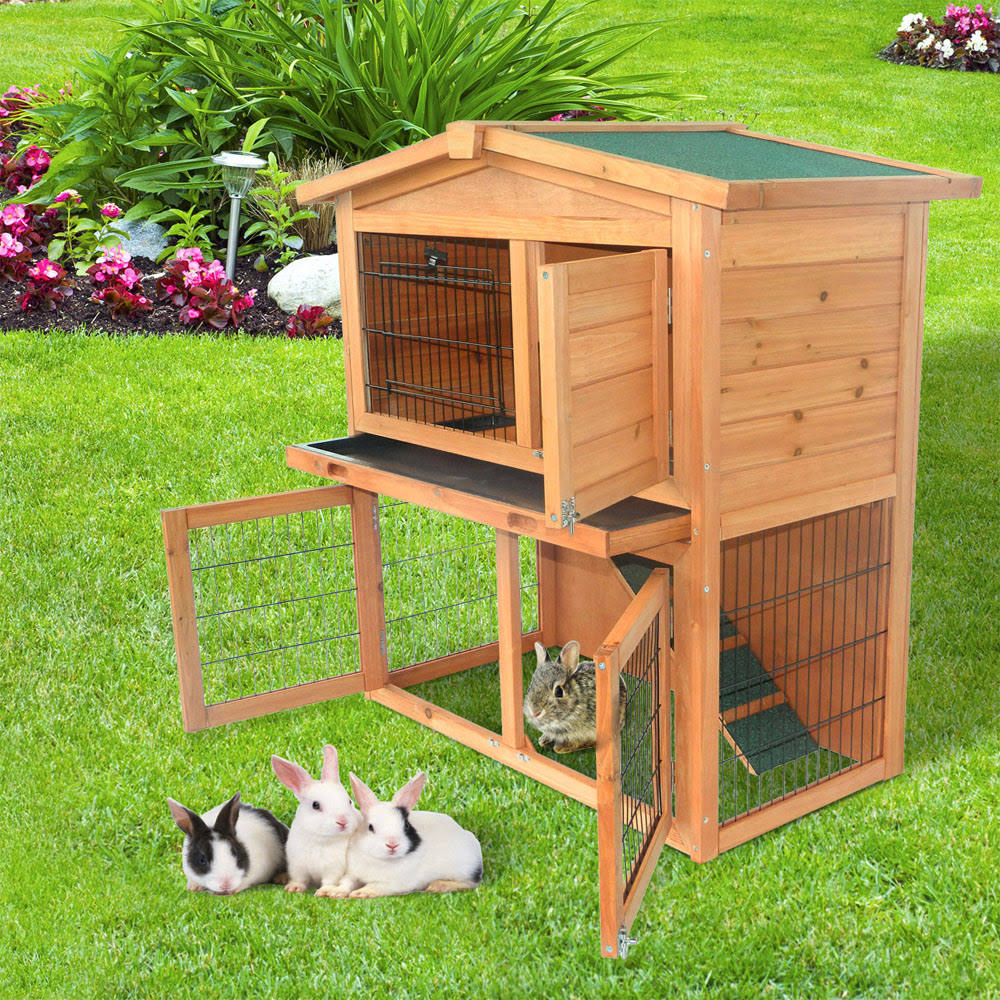 Ktaxon 40x22 Triangle Roof Waterproof Wooden Rabbit Bunny Hutch A-Frame Pet Cage