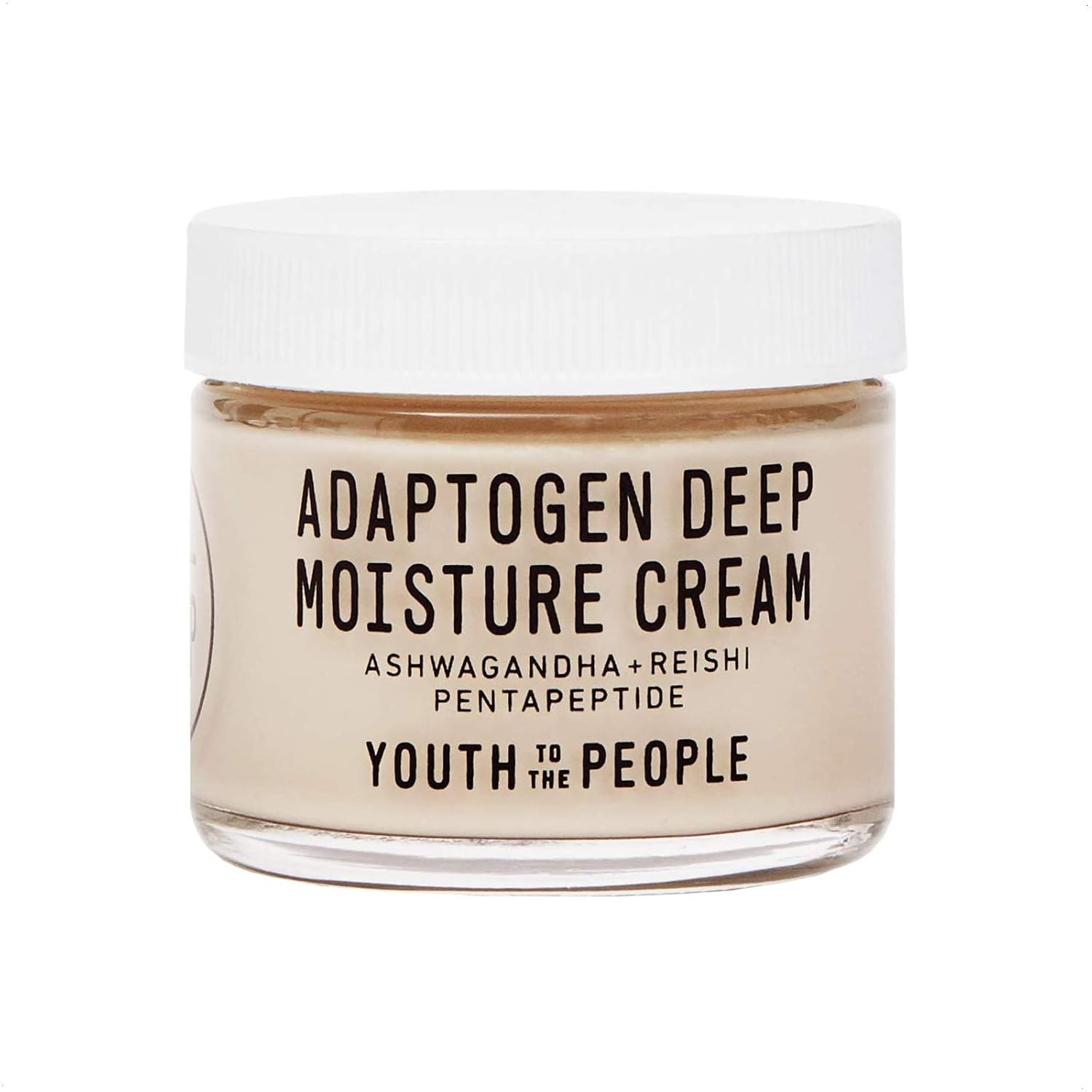 Youth To The People Adaptogen Deep Moisture Cream - Calming + Hydrating Face Cream with Pentapeptide, Rhodiola + Reishi Mushroom - No Mineral Oil - Clean Skincare (2oz) Pack of 2