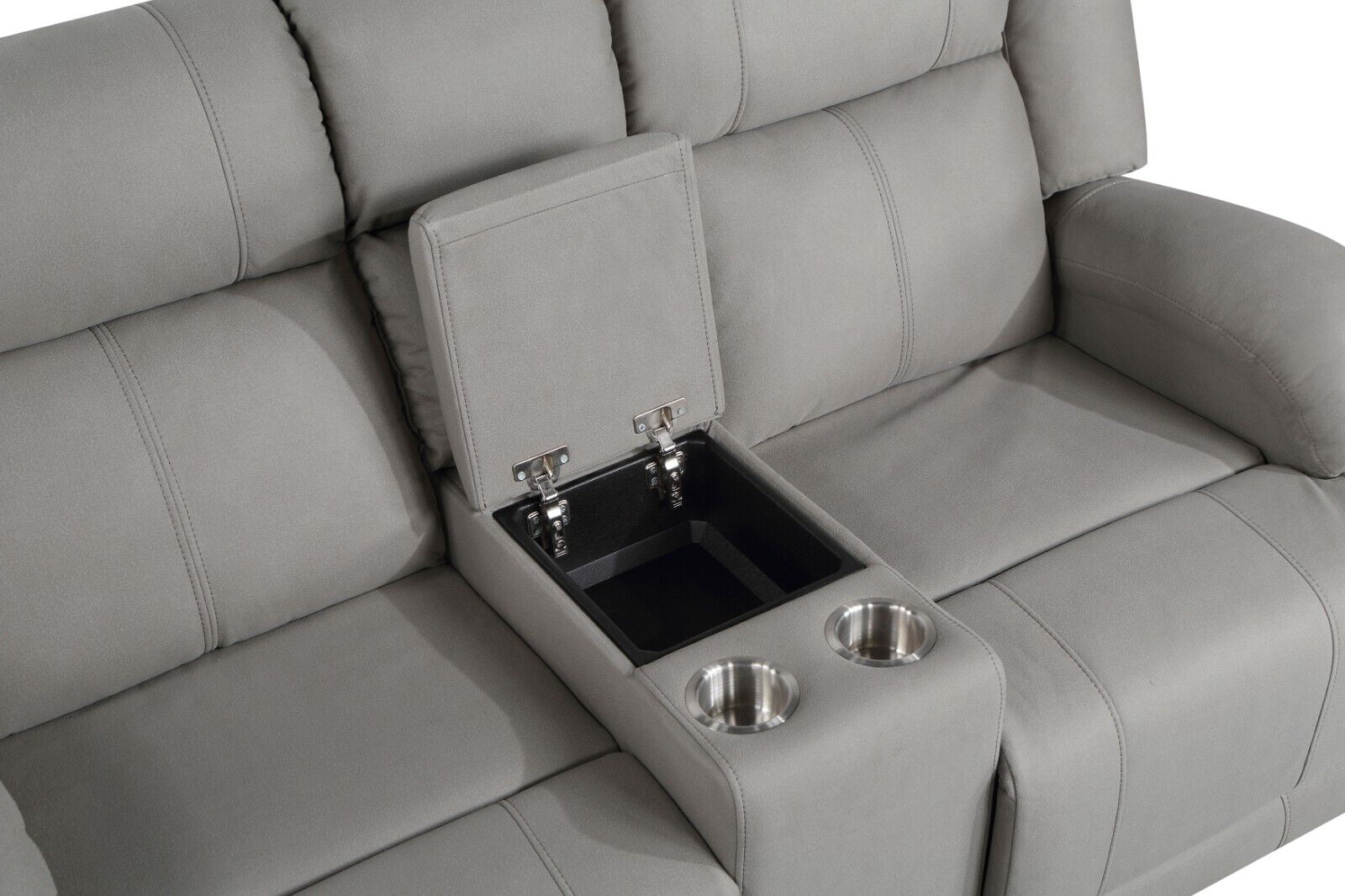 Gray Color Polished Microfiber Upholstered Reclining Sofa Set 2pc Sofa Console Loveseat Modern Living Room
