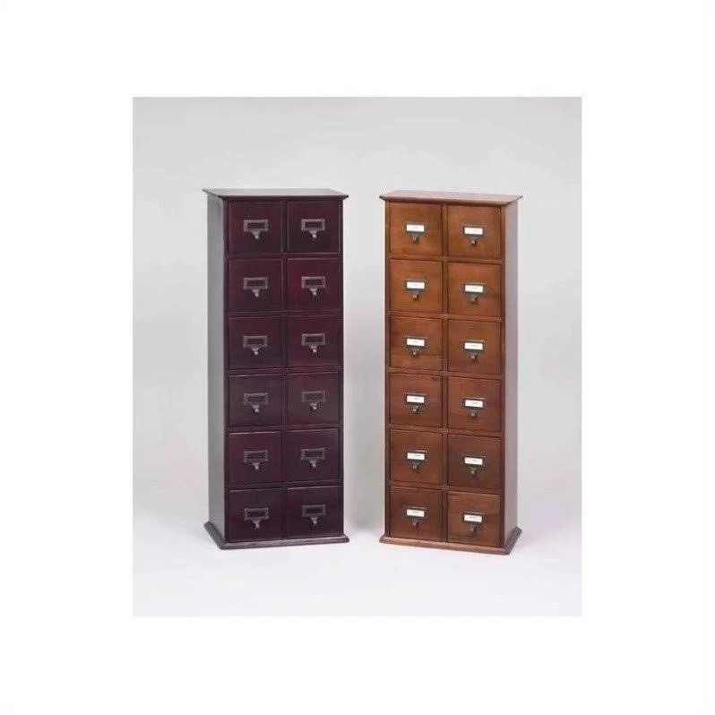Leslie Dame 40x22 12-Drawer 228 CD Media Storage Cabinet-Oak