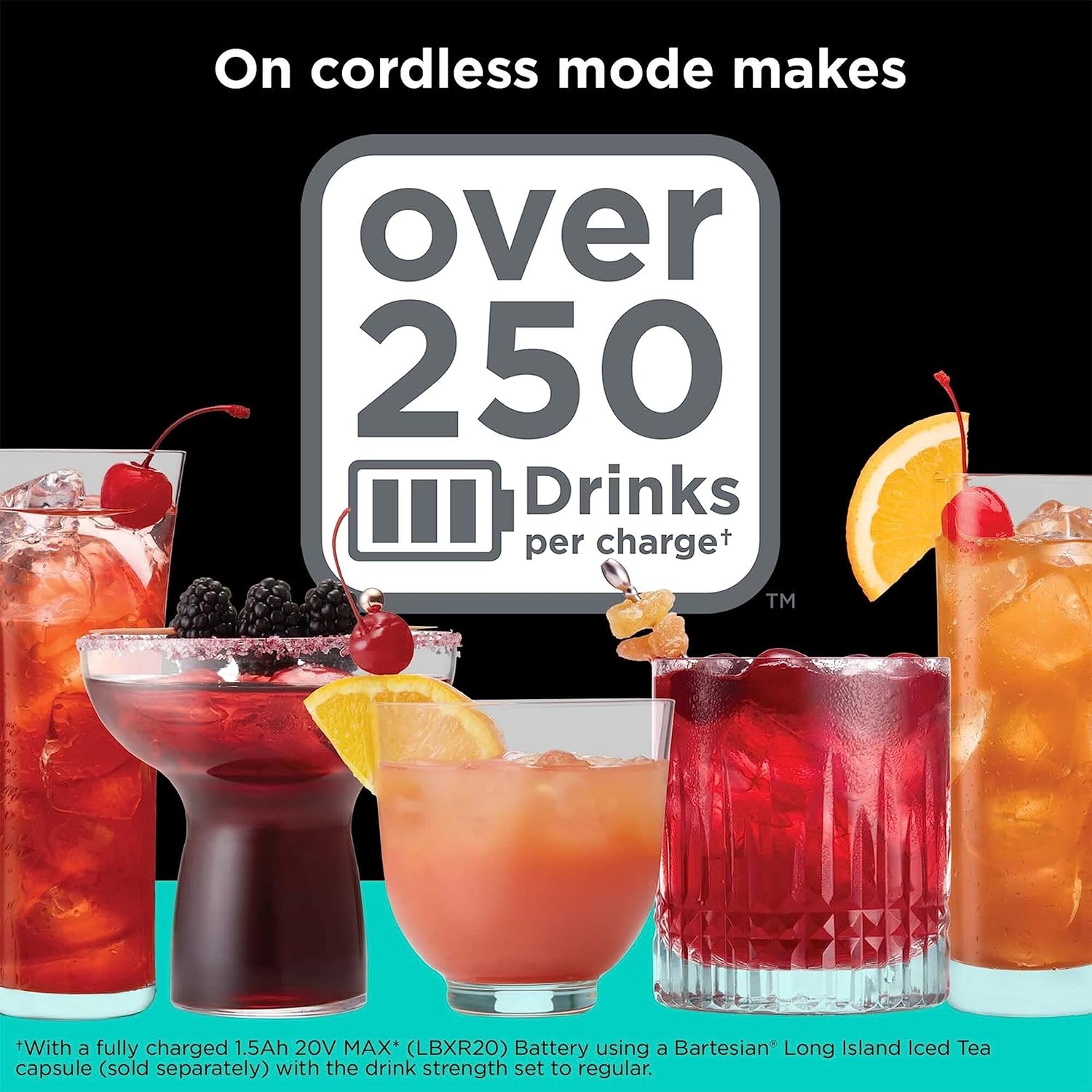 BLACK+DECKER bev by BLACK+DECKER Cordless Cocktail Maker Machine and Drink Maker for Bartesian capsules (BCHB101)