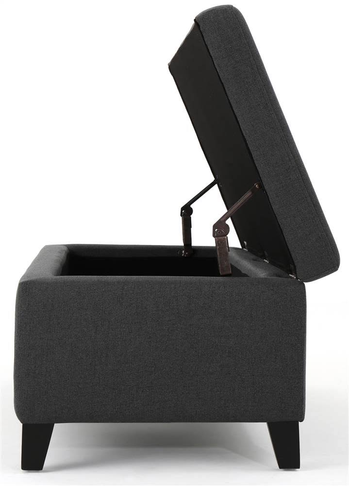 Noble House York Storage Ottoman in Dark Gray and Dark Brown | ShopLadder