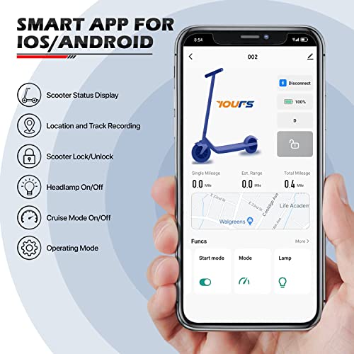 MoNiBloom E-Scooter Electric Kick Scooter w/LED Display and Bluetooth APP, Portable Folding Commuting Scooter for Adults & Teens