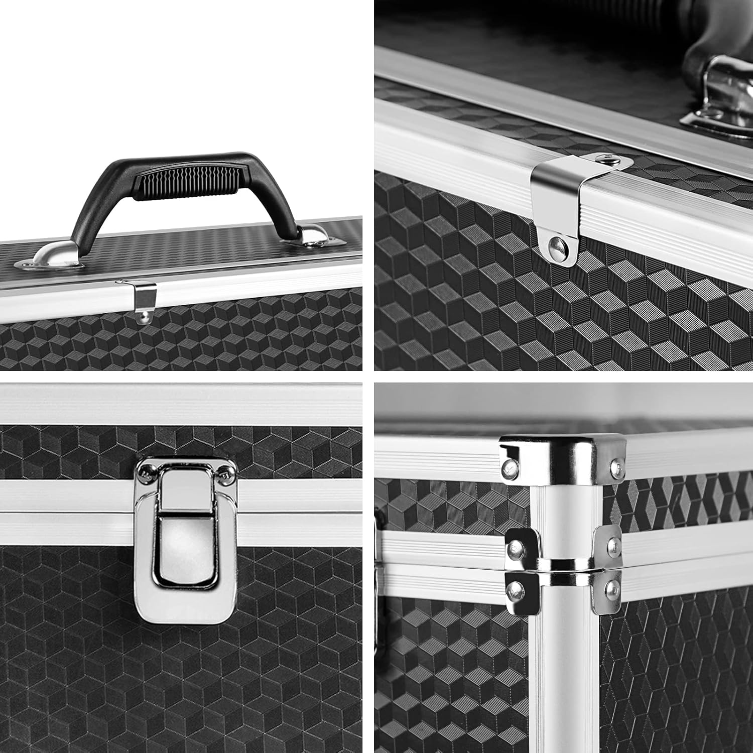 Phenyx Pro Large Size Carrying Case, Customizable Pre-Diced Foam, Aluminum Alloy Sturdy Build, Ideal for Wireless Mic System Storage & Camera Gear Transportation Pack of 2