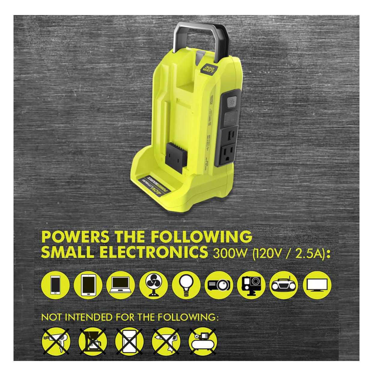 Ryobi 300-Watt Powered Inverter for 40-Volt Battery Ryi300bg - Shop Hardware Tools Online Store