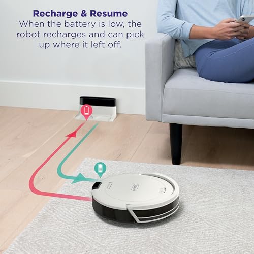 Shark Navigator Robot Vacuum and Self-Empty Base with Bagless 60-Day Capacity Self-Empty Base, SmartPath Navigation, Powerful Pet Hair Pickup, Anti-Hair Wrap, For Carpets & Hard Floors, Grey, RV2120AE