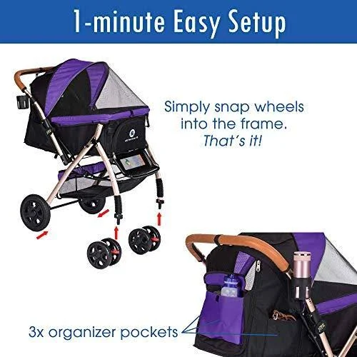 HPZ Pet Rover XL Extra-Long Premium Heavy Duty Dog/Cat/Pet Stroller Travel Carri