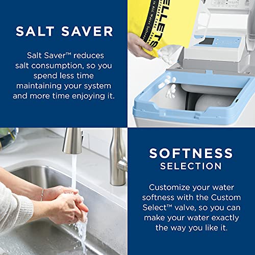 GE Water Softener System | Smart system | Reduce Hard Mineral Levels at Water Source | Reduce Salt Consumption | Improve Water Quality for Drinking, Laundry, Dishwashing & More | GXSH40V | Gray