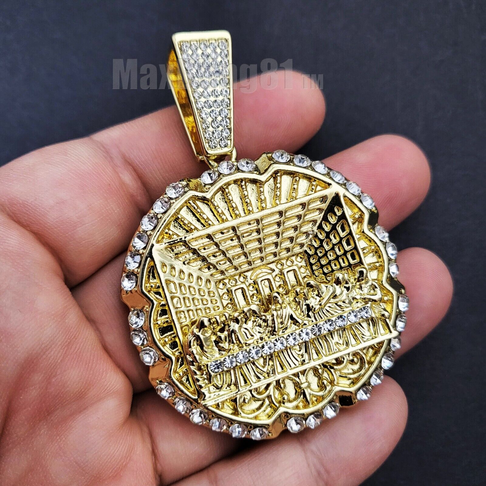 Hip Hop Last Supper Cubic Zirconia pendant & Full 15mm Iced Cuban Chain Necklace