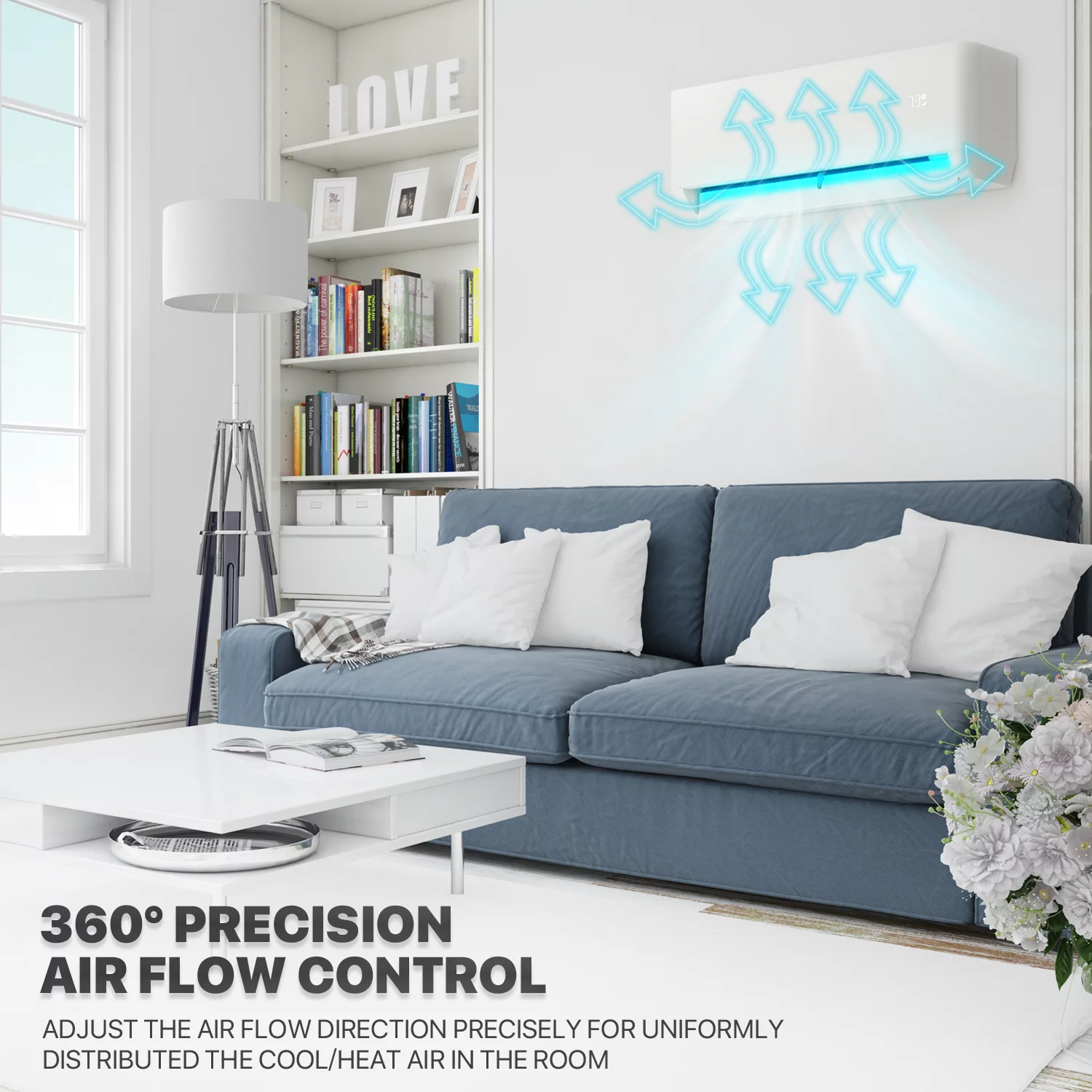 mollie 12000 BTU 22 SEER Mini Split Air Conditioner & Heater with WIFI , Wall-Mounted AC Unit Cools Rooms up to 550 Sq.Ft, Energy Efficient Inverter AC with Heat Pump, White