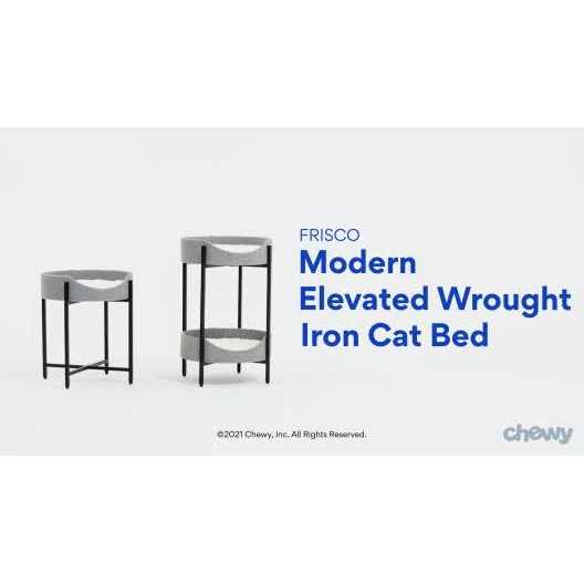 Frisco Elevated Modern Wrought Iron Cat Bed with Long Faux Fur Cushion - Pet Supplies online store
