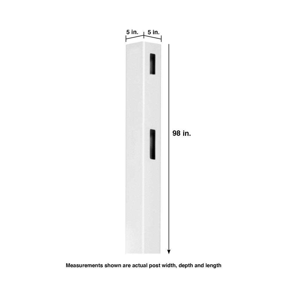Woodbridge 5 in. x 5 in. x 98 in. 3-Hole Routed White Vinyl Fence Post Outdoor Essentials - Shop Hardware Tools Online Store