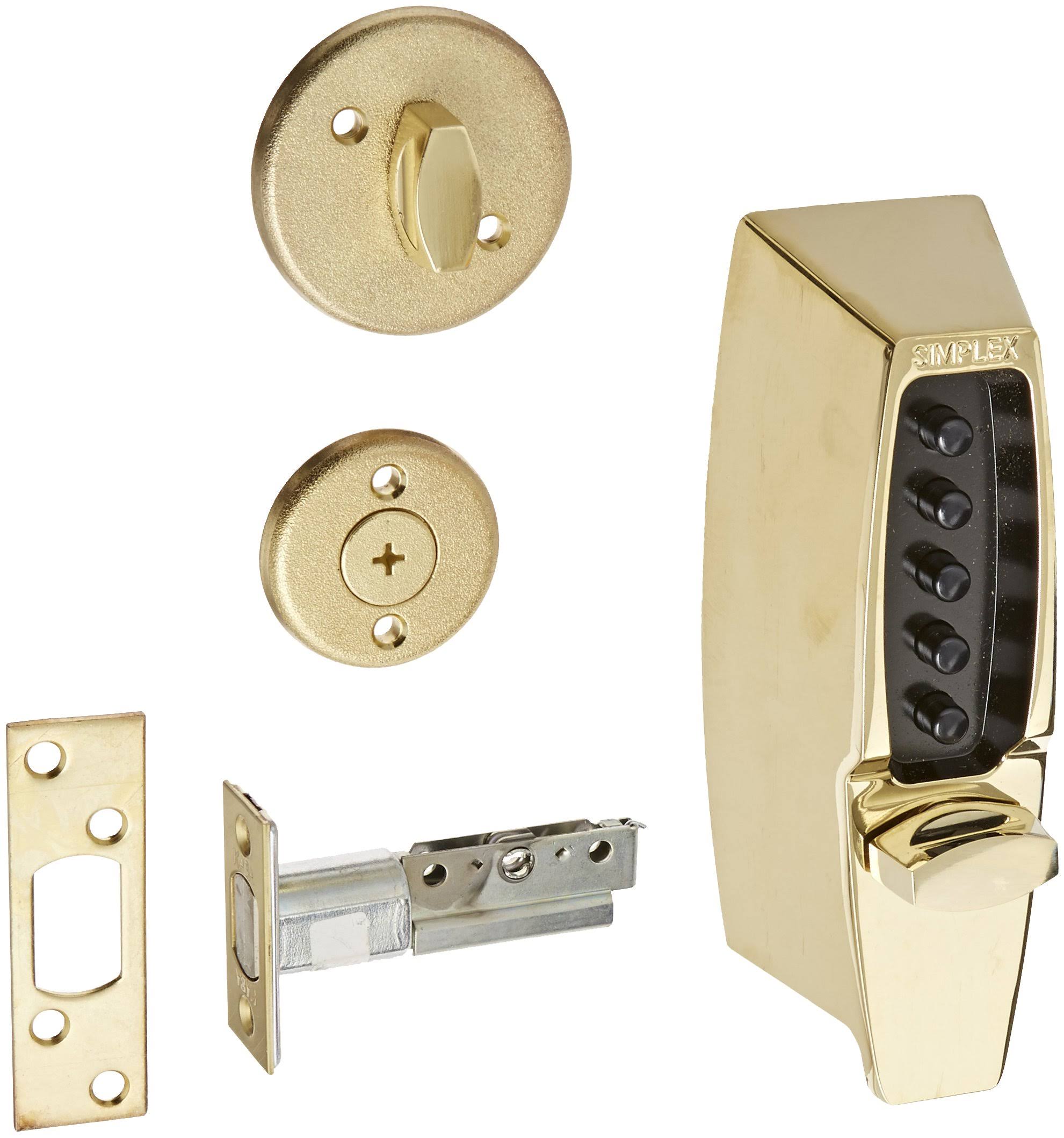 Simplex 710803 Kaba 7100 Series Metal Mechanical Pushbutton Auxiliary Lock with Thumbturn, 25mm Tubular Deadbolt, Flat Front Fac