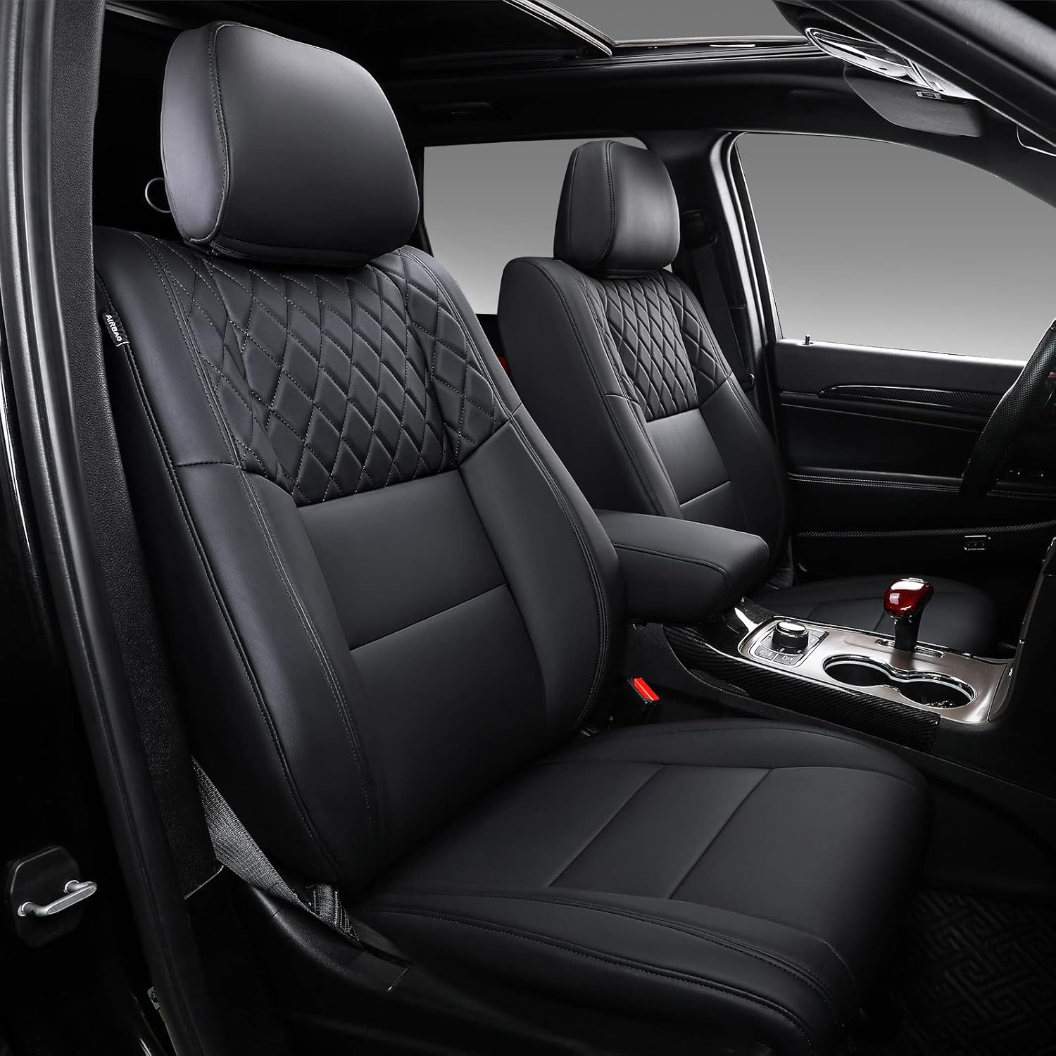 PTYYDS Fit Jeep Grand Cherokee Seat Covers Full Set Front and Rear Car Seat Covers for Jeep Grand Cherokee 2011-2022 Accessories(2011-2022, Black)