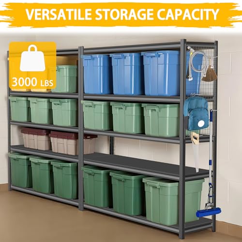 3020LBS Standing Shelf Units 72" H x 48″W x 20" D,Heavy Duty Garage Shelving Units and Storage, 5-Tier Metal Shelves, Storage Rack for Garage Organization, Basement, Workshop, 1Pack