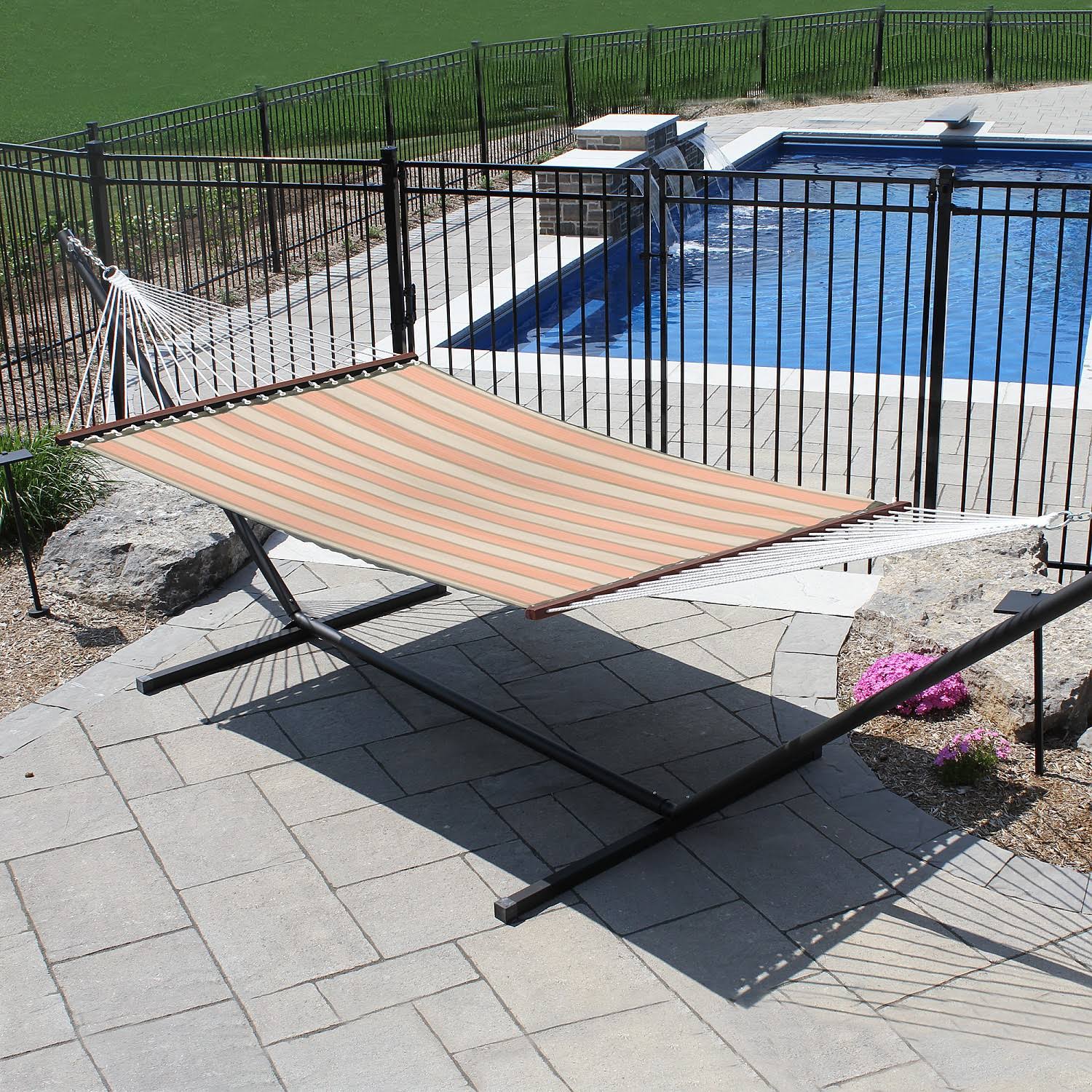 Vivere Double Sunbrella Quilted Hammock in Cameo