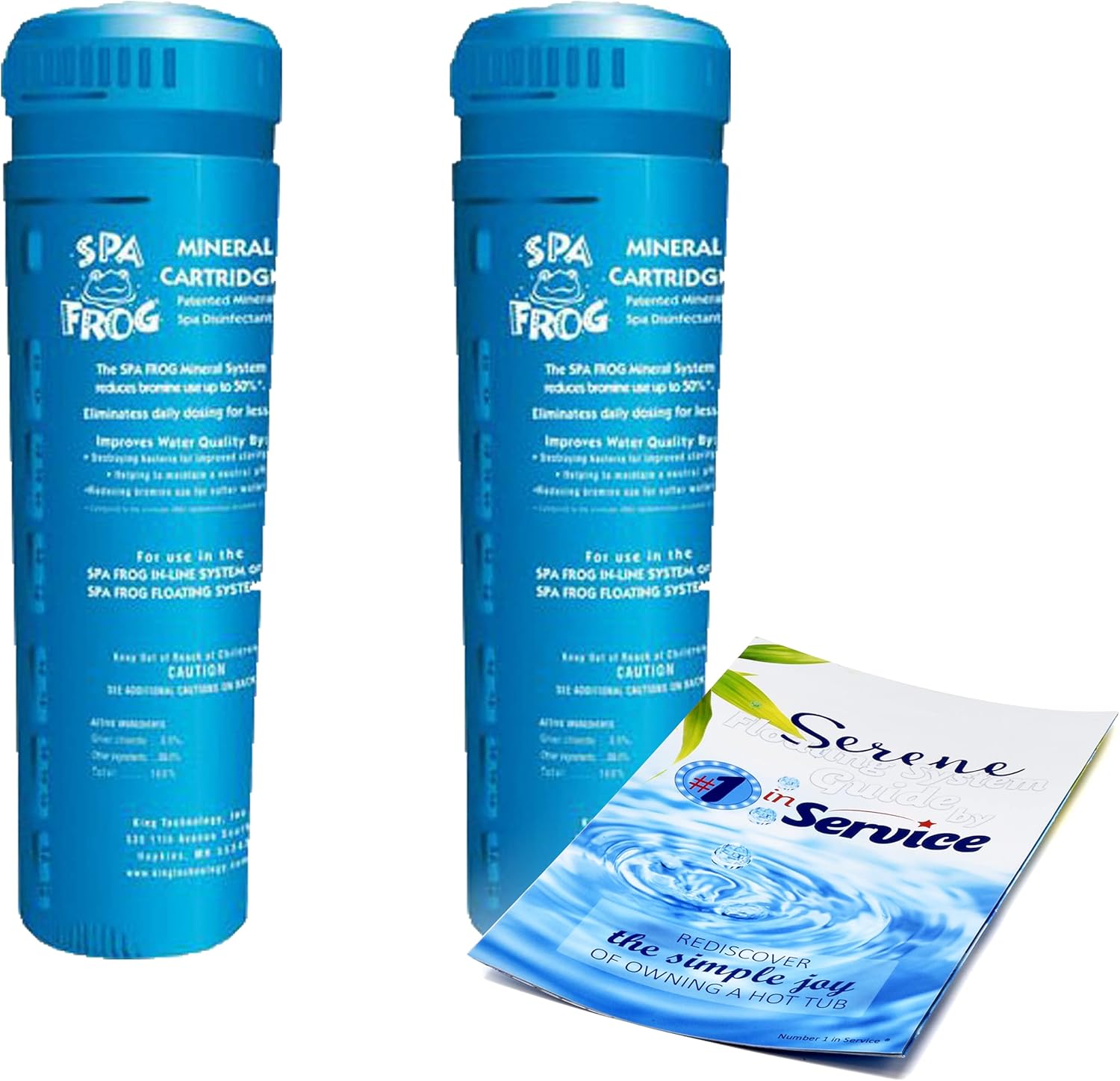 Spa Frog Serene Cartridge for Hot Tub 2 Mineral Cartridge for Floating Sanitizing System and Hot Tub Water Balance Guide