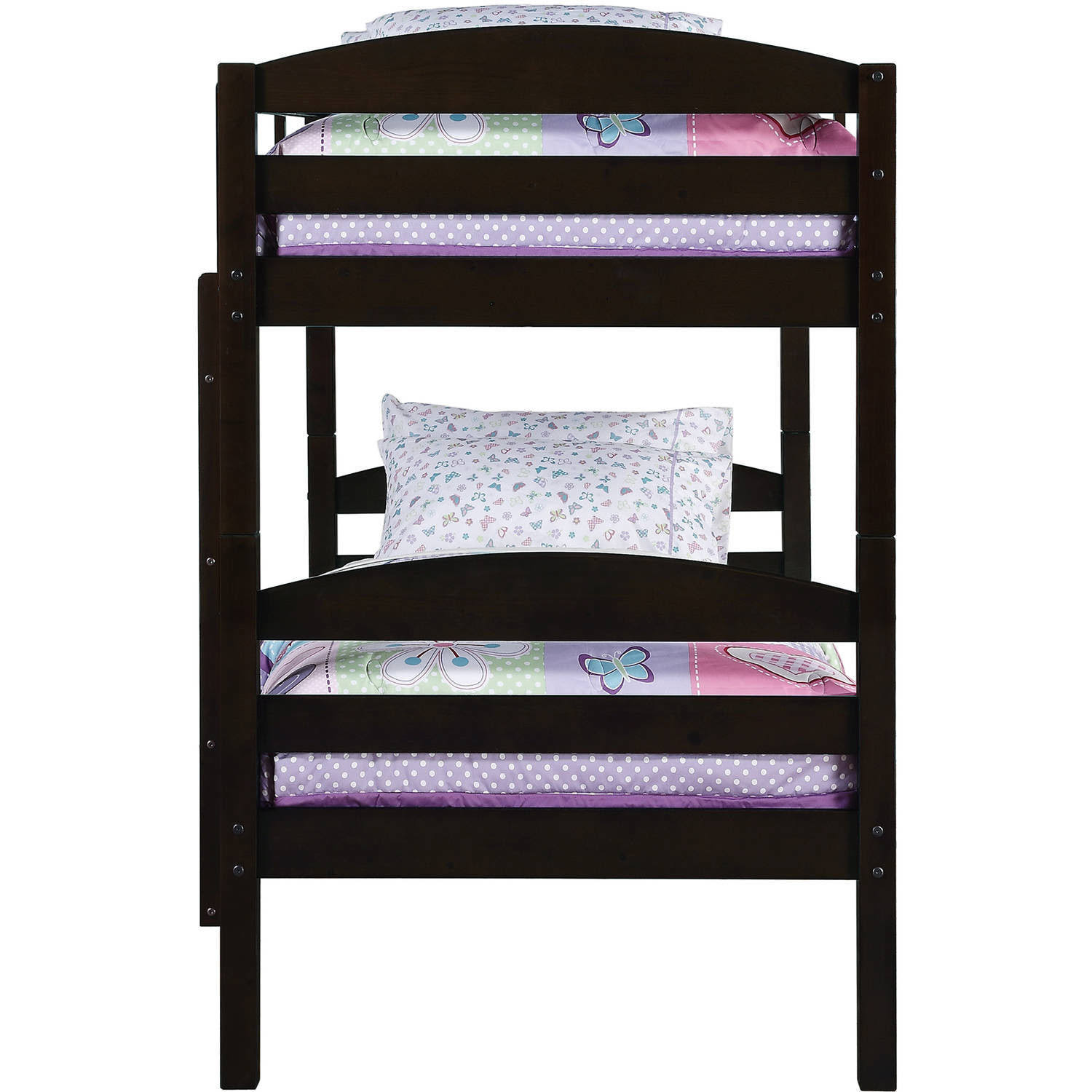 Mainstays Twin Over Twin Wood Bunk Bed, Walnut