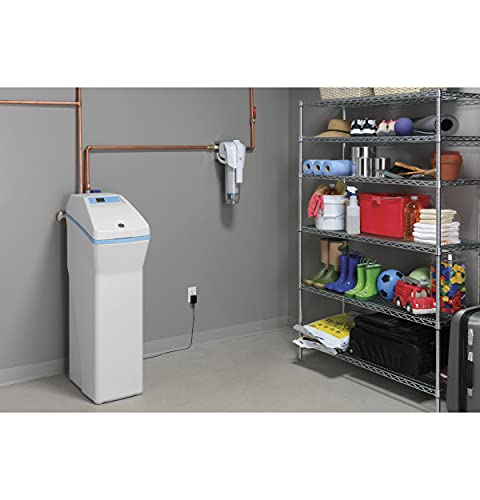 GE Water Softener System | Smart system | Reduce Hard Mineral Levels at Water Source | Reduce Salt Consumption | Improve Water Quality for Drinking, Laundry, Dishwashing & More | GXSH40V | Gray