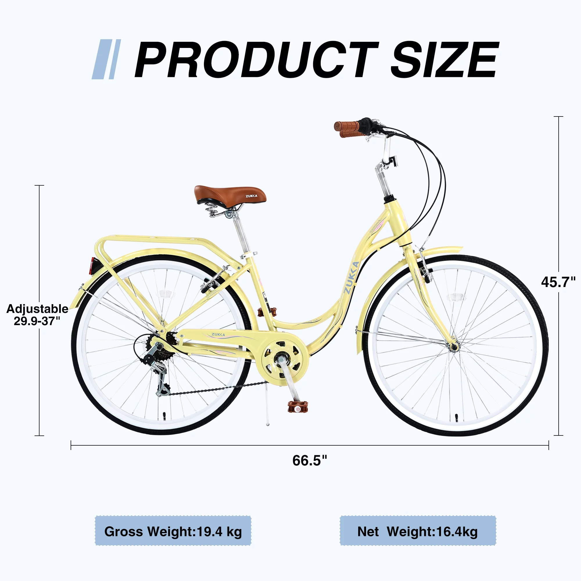 Arnahaishe Beach Cruiser Bike for Women 26-Inch Wheels 7-Speed, Steel Frame Commuter Bike for Ladies Girls,Cream