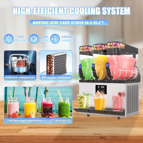 AnyDoor Commercial Slushie Machine - Commercial 110V Slushy Maker Machine 304 Stainless Steel Margarita Machine Efficient Cooling The Ideal Slush Machine for Bars Cafes Restaurants