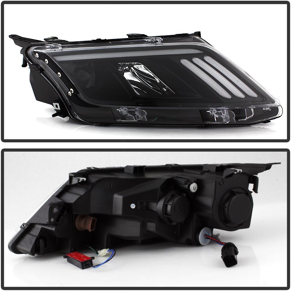 ACANII - For Black 2010-2012 Ford Fusion LED [SEQUENTIAL Signal] DRL Projector Headlights Headlamps Left + Right