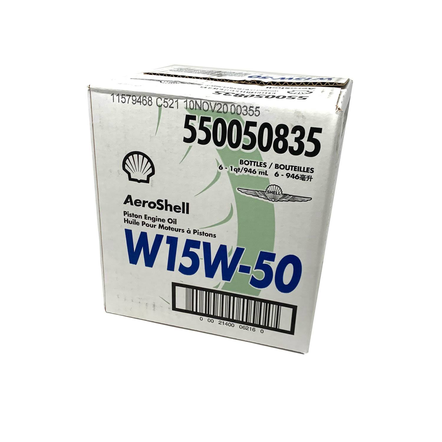 Aeroshell - 15W50 Multigrade Piston Aircraft Oil, 6 Quart Case