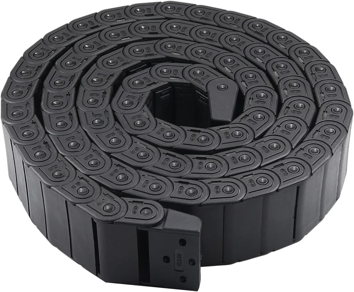 Fielect Drag Chain Cable Carrier Open Type with End Connectors R100 35X100mm 1 Meter Plastic for Electrical CNC Router Machines Black 1Pcs