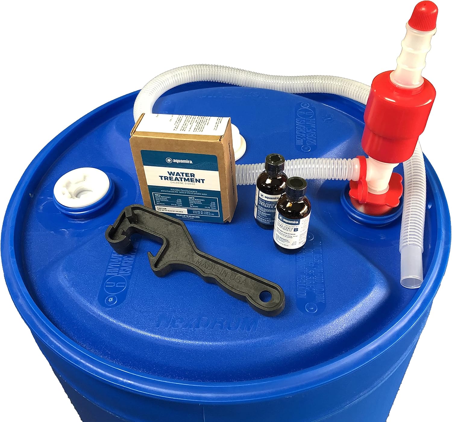 Augason Farms 6-07910 Treatment Water Filtration and Storage Kit 55 Gallon BPA-Free Wate, Blue
