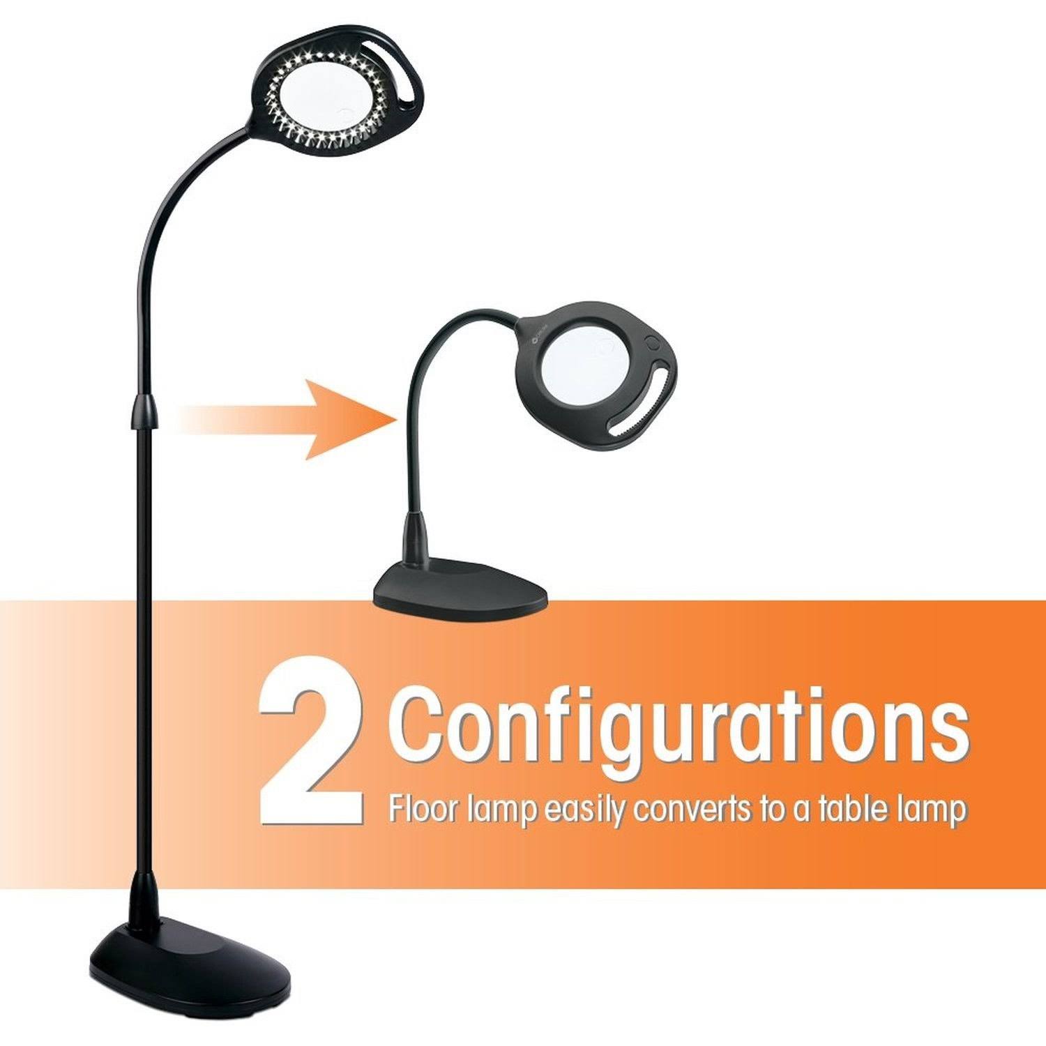 OttLite 2-in-1 LED Magnifier Floor and Table Light - Black