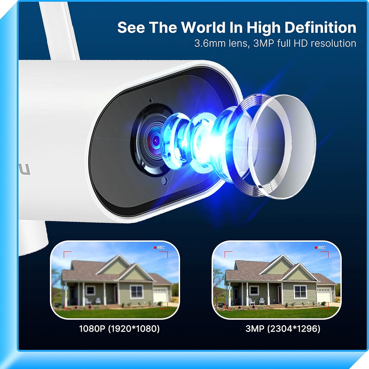 【Expandable 8CH,2K】Hiseeu 3MP Wireless Security Camera System Outdoor/indoor,4pcs Pan 180°view cameras,2-Way Audio,wireless 8 CH NVR system ,Night Vision,Home WiFi Surveillance Cameras ,1TB Hard Drive