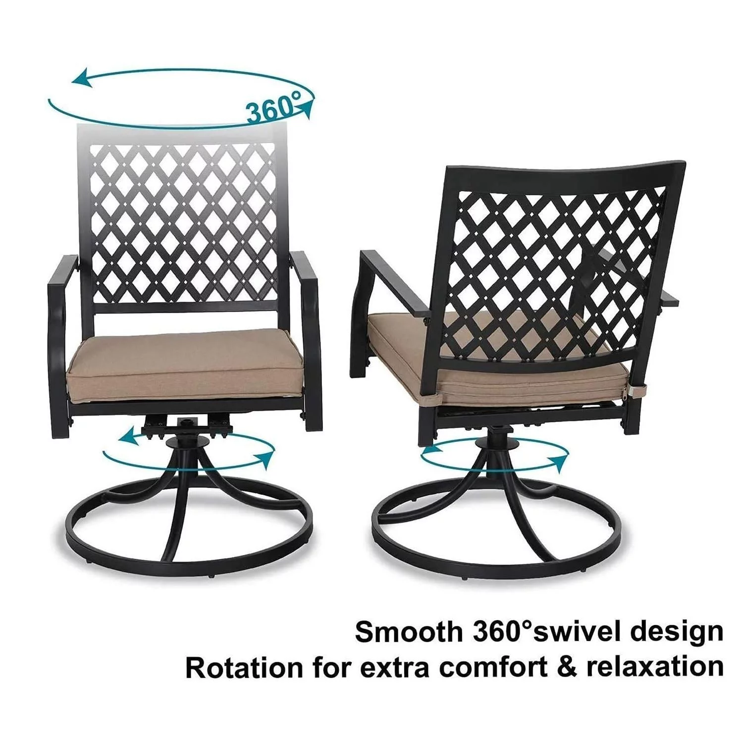 Sophia & William 5-Piece Steel Outdoor Patio Dining Set with Square Metal Table and Swivel Chairs Furniture Set