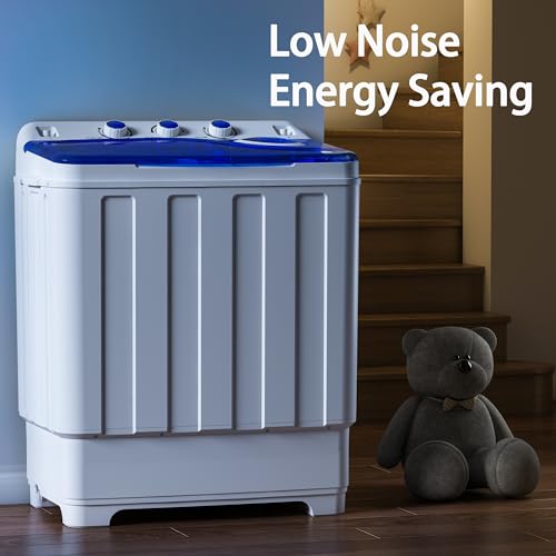 Portable Washing Machine, 2 In 1 Washing Machines, Twin Tub Compact Washer, Laundry Washer with Control Knobs/Timer Function/Drain Pump, Washer and Dryer Combo for Apartment, Dorms